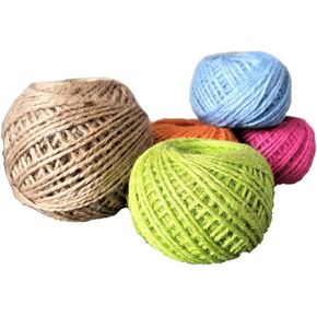 خيط الجوت الطبيعي الملون الفاخر من KIS بطول 328 قدم 2 مم - أزرق خالٍ من الرائحة 3 خيوط، مشاريع DIY، الحرف اليدوية، الديكور، الهوايات، صديق للحيوانات الأليفة، خيوط البستنة - خيط - حبل... in Kuwait