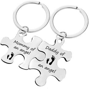 Mommy and Daddy of an Angel Keychains Memorial Puzzle Keyring for Infant Lost Stainless Steel Sympathy Gifts in Kuwait