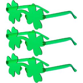 مجموعة من 3 نظارات شمسية من Fengek لعيد القديس باتريك شامروك - نظارات البرسيم الأخضر، إكسسوارات يوم القديس باتريك، مستلزمات الحفلات الخضراء in Kuwait