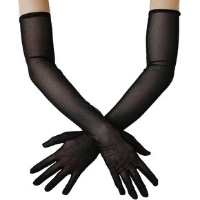 SHEVERCH Women’s Long Tulle Gloves Elbow Length Stretchy Mesh Costume Party Wedding Bridal Dance 1920s Sheer Gloves in Saudi Arabia