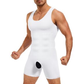 TAILONG Mens Shapewear Tummy Control Bodysuit Slimming Tank Top Full Body Shaper Sleeveless Compression Shirts Fajas Para Hombres White in Kuwait