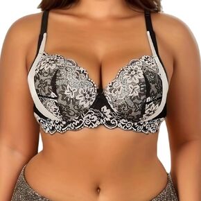 Women's Plus Size Push Up Sexy Lace Bra Comfort Padded Underwire Everyday Bras Breathable Lift Up Add One Cup in Saudi Arabia