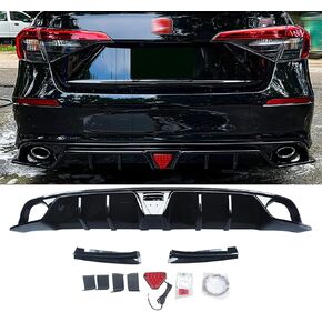 YOUNGERCAR Rear Bumper Diffuser Fit for 2022 2023 2024 Honda Civic Sedan11th Gen Car Lower Spoiler Rear Lip Splitter Bumper Lip Body Kits Gloss Black W/LED Light in Kuwait