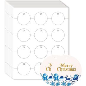 Mr-Label 250 Printable Blank Tags with String, 2" x 3.5", 230GSM Matt White Micro-perforated Cardstock for Clothes Tags, Price Tags, Gift Tags in Kuwait