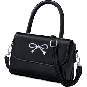 Rancco Crossbody Bag for Women, Black PU Leather Bowknot Shoulder Bag, Purse & Handheld Clutch with Metal Bow, handbag w/Trendy Bag Top Handle, Small Handbags for Vacations, Parties, Romantic Dates in Kuwait