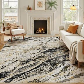 Area Rugs for Living Room: 5X7 Abstract Washable Rug Modern Neutral Large Soft Stain Resistant Non-Slip for Bedroom Dining Room Indoor Home Office Carpet - Taupe in Saudi Arabia