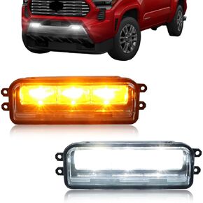 LED Fog Lights for Tacoma 2024 2025 & Tundra 2022 2023 2024, Clear Lens Switchback Amber Turn Signal Light & White DRL, Front Bumper Driving Lamp w/Switches & Harnesses 812100C050 812200C040 in Kuwait