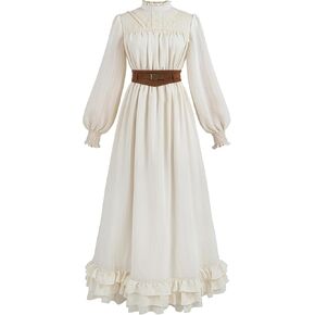 LTAKK Renaissance Costume women Victorian Edwardian Dress Medieval 1800s Dresses with Belt in Kuwait