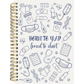 Nurse Notebook Journal, Nurse Appreciation Gifts, Nursing Gifts for Women Notebooks for Work, Born to Yap Forced to Chart Preppy Nursing Hardcover Spiral Notebook Journal 5.5x8.3 in Kuwait