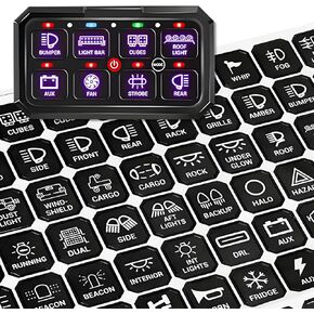 120PCS Car Switch Panel Sticker, Auto Console Switch Label Decal Kit Panel Button Stickers, Rocker Toggle Switch Decals, Text Sticker for Car Dashboard, Truck, Boat, RV in Kuwait