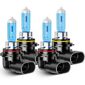 Upgraded Halogen Light Bulbs Compatible For Honda Accord Sedan 1990-2012, 9005 High and 9006 Low Beam Headlight Bulb Kit, 300% Brightness 6000K White Halogen Bulbs, Plug n Play, 4-Pack in Kuwait