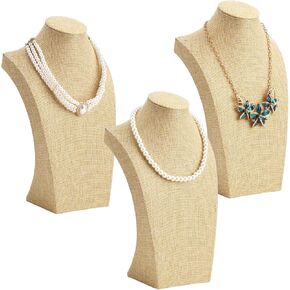 3 PCS Linen Necklace Display Bust - Jewelry Bust Display Stand for Countertop Shop Window, Anti-Scratch Necklace Holder Mannequin for Stores Trade Shows Home Organization in Kuwait