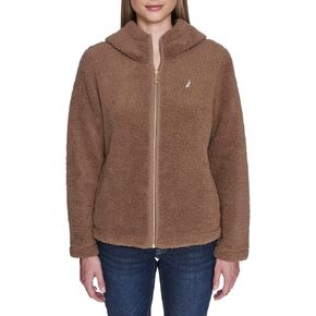 Nautica Women's Solid Sherpa Zipup Hoodie Jacket in Saudi Arabia