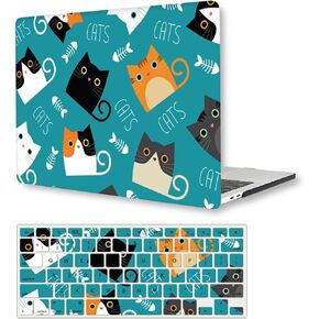 Laptop Case Compatible with MacBook Pro 14 Inch 2023 2021 Models A2918 A2992 M3 A2779 M2 A2442 M1 Pro/Max, Lightweight Protective Plastic Hardshell Case and Keyboard Cover, Orange & Black Cats in Kuwait