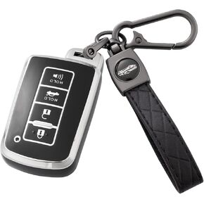 Key Fob Cover with Keychain for Toyota Highlander Sequoia Avalon Camry Corolla RAV4 2012-2019 (Black) in Kuwait