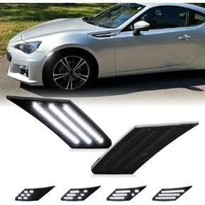 Dynamic LED Side Marker Turn Signal Lights for 2013-2016 Scion FR-S 2013-2021 Subaru BRZ 2017-2021 Toyota 86 Sequential White Front Bumper Smoked Lens 2PCS in Kuwait