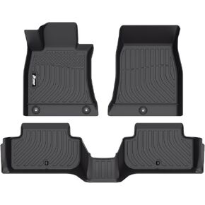 IKON MOTORSPORTS 3D TPE Floor Mats, Compatible with 2019-2025 Genesis G70 AWD, All Weather Waterproof Anti-Slip Floor Liners, Front & 2nd Row Full Set Car Interior Accessories, Black in Kuwait