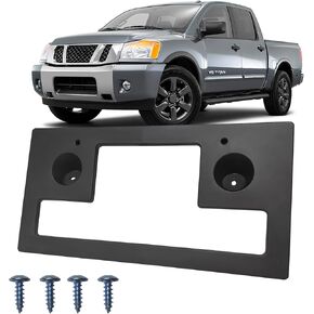 Front Bumper License Plate Frame Mounting Bracket Tag Holder Fits for 2004-2015 Nissan Titan Textured Black Replace 962107S000 NI1068148 in Kuwait