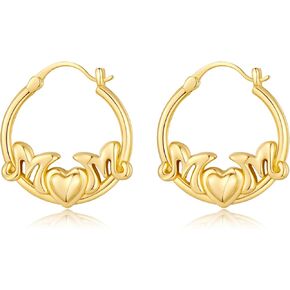 أقراط دائرية من الذهب للنساء - أقراط دائرية مكتنزة على شكل حرف "MOM" مطلية بالذهب عيار 14 قيراط - هدايا مجوهرات ذات مغزى لعيد ميلاد الأم in Kuwait