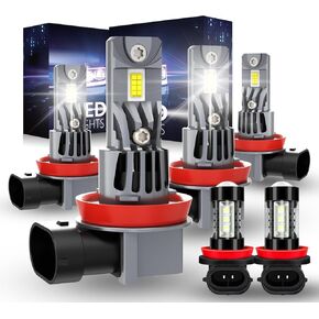 مصابيح كهربائية متوافقة مع VW Passat 2012-2015، شعاع عالي ومنخفض، مصابيح الضباب، 6500K أبيض بارد، التوصيل والتشغيل، 5000 لومن، 6 قطع in Kuwait