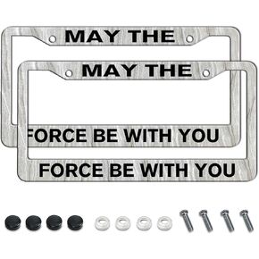 BTFLFDR May The Force Be with You إطارات لوحة الترخيص حامل إطار من الفولاذ المقاوم للصدأ ملحقات السيارة ديكور 2 قطعة مجموعة للنساء والرجال والمركبات in Kuwait