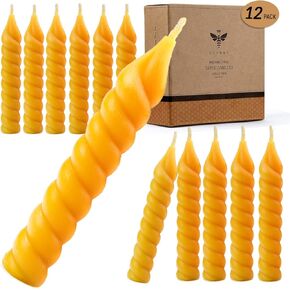 مجموعة شموع شمع العسل الفيروسية الصغيرة الطبيعية من DEYBBY مكونة من 12، 5 بوصات شموع شمع العسل النقي الملتوية بدون قطرات وبدون دخان لديكور المنزل والهدايا في أي مناسبة in Kuwait