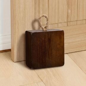 Novabright 4lbs Natural Door Stopper for Bottom Vintage Rustic Wooden Doorstop with Rope Decorative Heavy Duty Door Stop Handmade for Farmhouse Home Decor Interior Exterior Barn Doors(Light Brown) in Kuwait