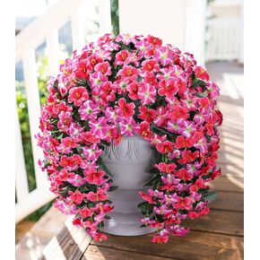 HyeFlora Artificial Flowers for Outdoors, 2pcs Faux Hanging Morning Glory Silk Fake Flowers Lifelike Artificial Plants UV Resistant Flowers for Outside Planter Patio Garden Porch Decor (White) in Kuwait