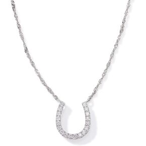 JTV Cubic Zirconia Rhodium Over Sterling Silver Horseshoe Necklace - Silver Necklace for Women - Faux Diamond Necklace - Pendant Necklace for Women - Cubic Zirconia Necklace - Wedding Jewelry in Saudi Arabia