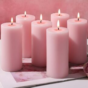 6 عبوات من شموع عمود الصويا البيضاء، شموع عمود غير معطرة مصنوعة يدويًا لمدة 210 ساعة، شمعة فول الصويا الطبيعية للمنزل، وحفلات الزفاف، بدون دخان وبدون قطرات، والحفلات، والمنتجعات الصحية، والعشاء - 2x4 بوصة in Kuwait