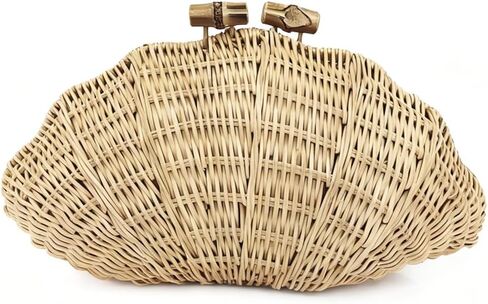 CUXVA Handwoven Shell Rattan Clutch for Women Summer Beach Straw Bags Sea Shell Clutch Purse in Saudi Arabia