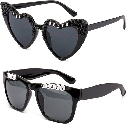 CUBACO Wedding Sunglasses Bride and Groom Sunglasses Till Death Do US Part Decor Just Married Decorations Gothic Wedding Engagement Gifts for Couples Halloween in Kuwait