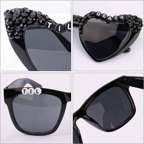 CUBACO Wedding Sunglasses Bride and Groom Sunglasses Till Death Do US Part Decor Just Married Decorations Gothic Wedding Engagement Gifts for Couples Halloween in Kuwait