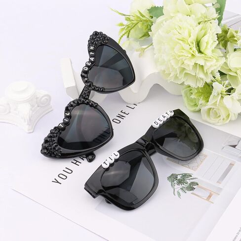 CUBACO Wedding Sunglasses Bride and Groom Sunglasses Till Death Do US Part Decor Just Married Decorations Gothic Wedding Engagement Gifts for Couples Halloween in Kuwait