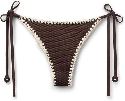 CALZEDONIA Woman's Brazilian String Swimsuit Bottom Bicolor Embroidery in Kuwait