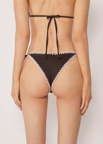 CALZEDONIA Woman's Brazilian String Swimsuit Bottom Bicolor Embroidery in Saudi Arabia
