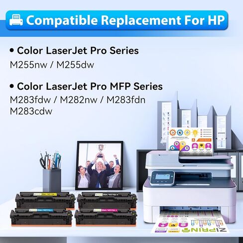 206A Toner Cartridges 4 Pack (with Chip) Compatible Replacement for HP 206 206A Color LaserJet Pro MFP M283fdw M283cdw M283fdn M282nw Pro M255dw M255nw M283 M255 W2110A Printer in Kuwait