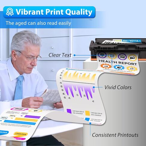 206A Toner Cartridges 4 Pack (with Chip) Compatible Replacement for HP 206 206A Color LaserJet Pro MFP M283fdw M283cdw M283fdn M282nw Pro M255dw M255nw M283 M255 W2110A Printer in Kuwait