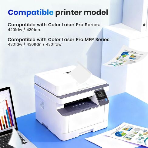 خراطيش حبر 210X مكونة من 4 عبوات (مع شريحة) عالية الإنتاجية لخراطيش حبر HP 210X 210A لطابعات HP Color Laserjet Pro MFP 4301Fdw Toner MFP Pro 4301Fdn 4301dw 4201Dw 4201Dn 4301 4201 Series | W2100X in Kuwait