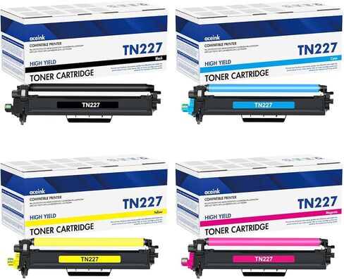 TN227 High Yield Toner Cartridge 4-Pack Compatible for Brother TN-227 TN 227 TN-227BK/C/M/Y for MFC-L3770CDW HL-L3290CDW HL-L3270CDW HL-L3230CDW HL-L3210CW MFC-L3750CDW HL-L3210CW MFC-L3710CW Printer in Kuwait