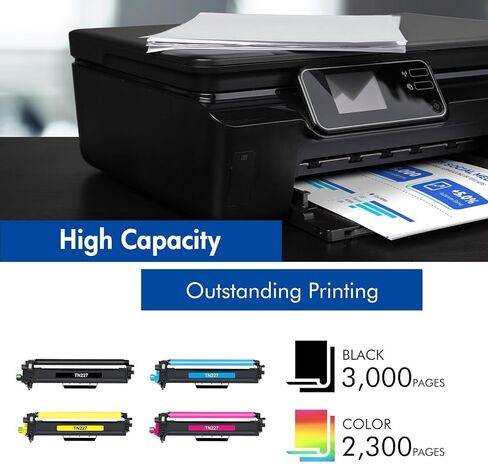 TN227 High Yield Toner Cartridge 4-Pack Compatible for Brother TN-227 TN 227 TN-227BK/C/M/Y for MFC-L3770CDW HL-L3290CDW HL-L3270CDW HL-L3230CDW HL-L3210CW MFC-L3750CDW HL-L3210CW MFC-L3710CW Printer in Kuwait