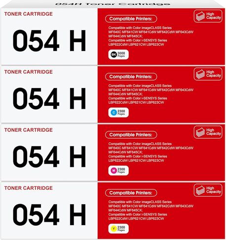 054H Toner Cartridge Set Replacement for Canon 054H CRG054H 054 CRG-054 MF642cdw Toner Use with Canon ImageClass MF642Cdw MF644Cdw MF641Cdw MF641Cw LBP623Cdw LBP622cdw LBP622Cdw (1B 1C 1M 1Y, 4 Pack) in Kuwait
