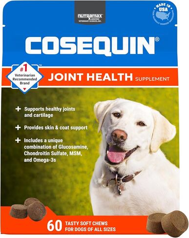 Nutramax Cosequin Joint Health Supplement for Dogs - With Glucosamine, Chondroitin, MSM, and Omega-3's, 60 Soft Chews in Kuwait