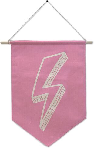 علم راية صاعقة البرق - ديكور حائط وردي، فن معلق لغرفة الفتيات المراهقات، ديكور حضانة وردي، هدية فريدة للبنات وأفضل الأصدقاء. (016) in Kuwait