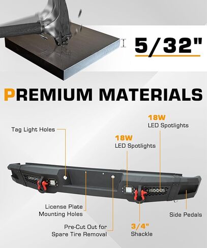 Rear Bumper Fit for 2009-2014 F150 Offroad Steel Bumper with LED Lights & D-rings in Kuwait