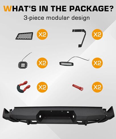 Rear Bumper Fit for 2009-2014 F150 Offroad Steel Bumper with LED Lights & D-rings in Kuwait