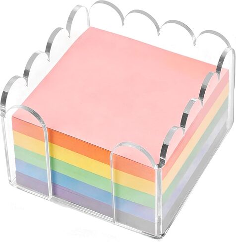 3x3 Inch Scalloped Acrylic Sticky Note Holder, Clear Cute Post It Note Dispenser, Notepad Holder with Wave Design, Thick Acrylic Desk Organizer for Office, Home, Dorm, Classroom in Saudi Arabia