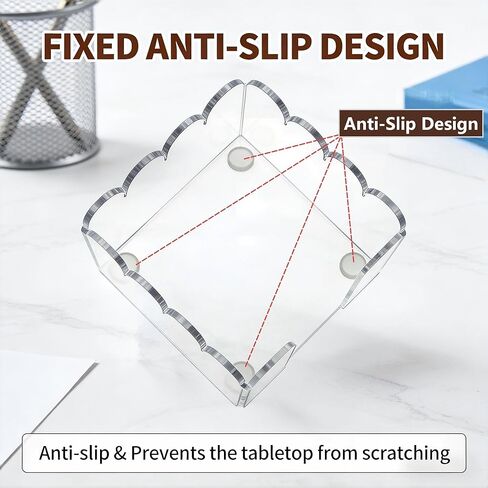 3x3 Inch Scalloped Acrylic Sticky Note Holder, Clear Cute Post It Note Dispenser, Notepad Holder with Wave Design, Thick Acrylic Desk Organizer for Office, Home, Dorm, Classroom in Saudi Arabia