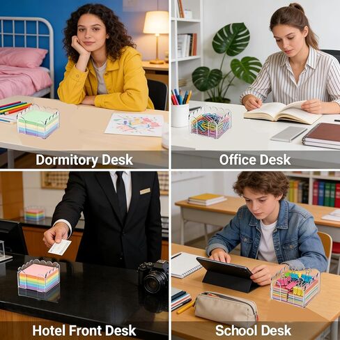 3x3 Inch Scalloped Acrylic Sticky Note Holder, Clear Cute Post It Note Dispenser, Notepad Holder with Wave Design, Thick Acrylic Desk Organizer for Office, Home, Dorm, Classroom in Saudi Arabia