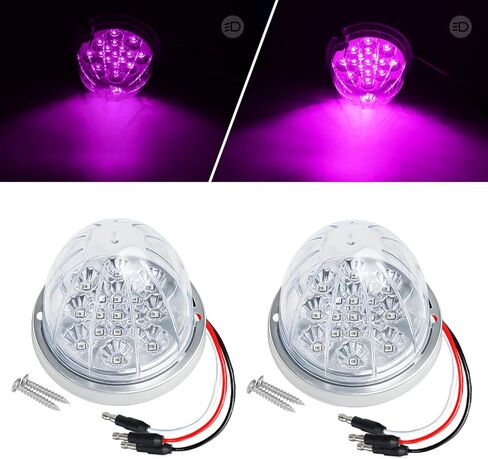 قطعتان من أضواء LED البطيخ العنبر، علامة مزدوجة الوظيفة منخفضة/عالية مع إطار من الفولاذ المقاوم للصدأ، ضوء خلوص جانبي 12 فولت لـ Freightliner، Kenworth، Peterbilt in Kuwait